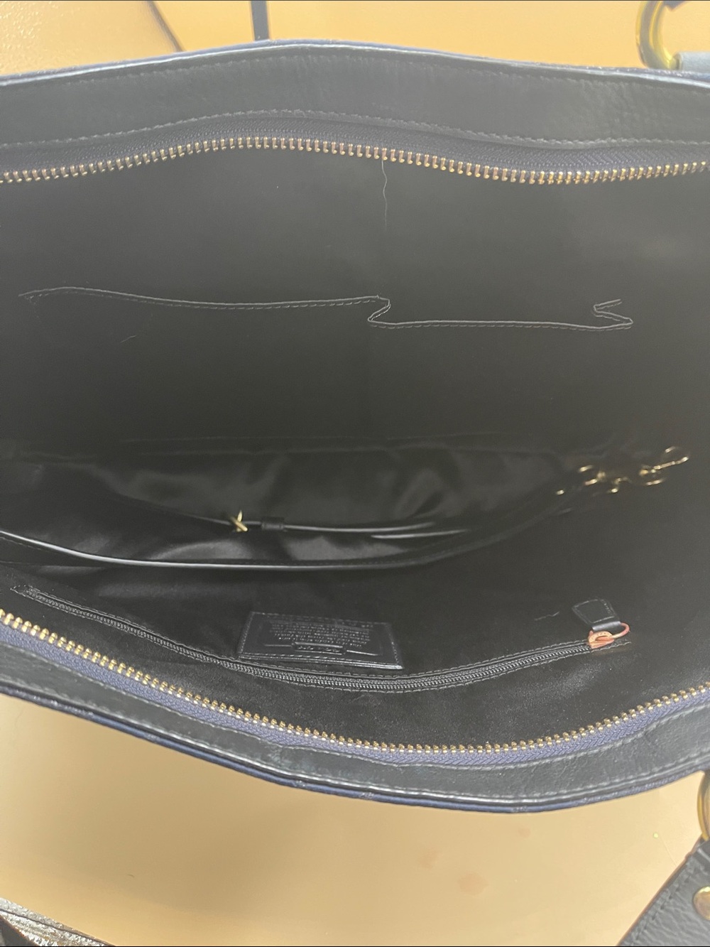 Coach Navy Signature Canvas Tote with Gold Buckle Accents - Picture 6 of 8